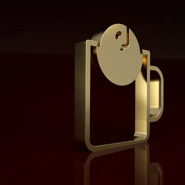 Gold Tea time icon isolated on brown background. Minimalism concept. 3D render Stock Illustration