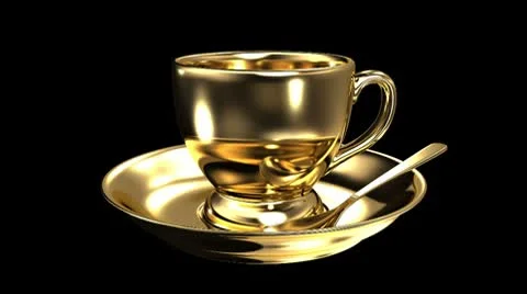Gold teacup Stock Footage 8869757