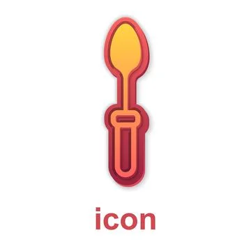 Gold Teaspoon icon isolated on white background. Cooking utensil. Cutlery s.. Stockillustratie