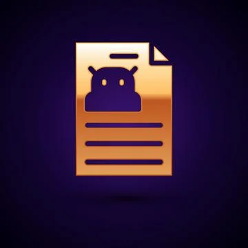 Gold Technical specification icon isolated on black background. Technical Stock Illustration