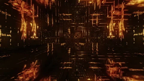 Gold Techno Tunnel Stock Footage 144138338