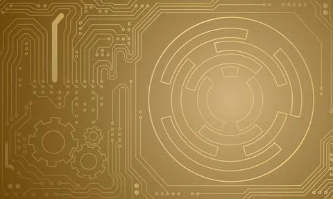 Gold technology circuit diagram, vector illustration background Stockillustratie