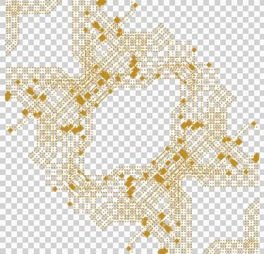 Gold technology circuit pattern isolated PNG with transparent background Stock Photos