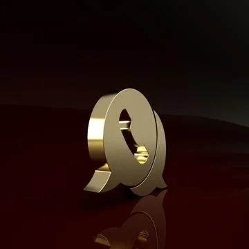 Gold Telephone with speech bubble chat icon isolated on brown background. Sup Stock Illustration