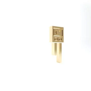 Gold Temperature and humidity sensor icon isolated on white background. 3d il Illustrazione stock