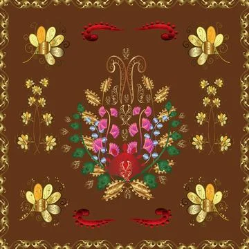 Gold template. Seamless pattern golden elements. Vector illustration. Royal retr Stock Illustration