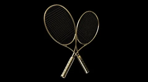 Gold tennis rackets Stock Footage 8549368