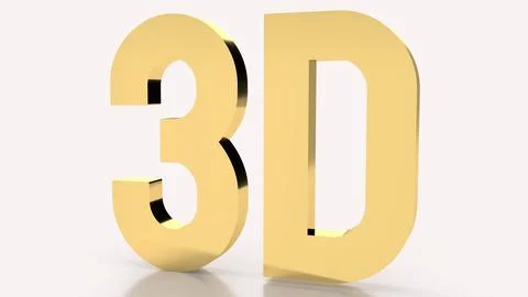 Gold text 3d on white background 3d rendering. Stock Illustration