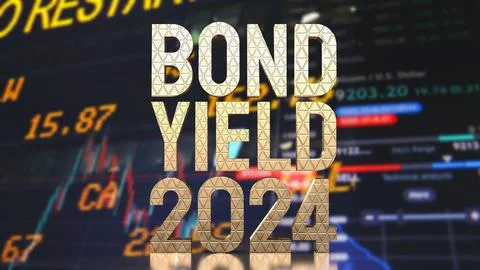 The Gold text Bond Yield on chart background for Business concept 3d renderin Stock Illustration