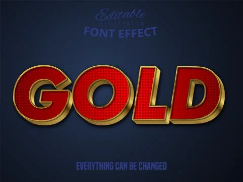 Gold text, editable font effect Stock Illustration