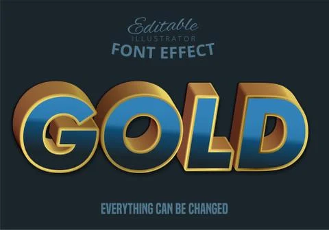 Gold text, editable text style Stock Illustration