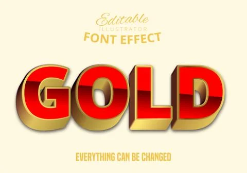 Gold text, editable text style Stock Illustration