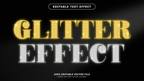 Gold text effect editable shiny gold sparkle text style glitter text on bla.. Stock Illustration