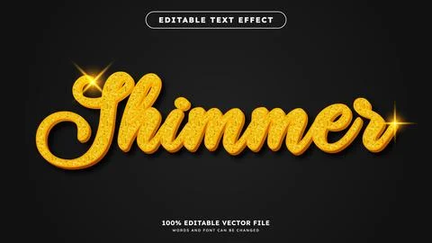 Gold text effect editable shiny gold sparkle text style glitter text on bla.. Stock Illustration