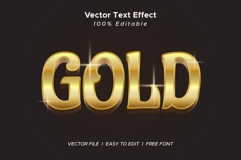 Gold text effect template Stock Illustration