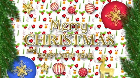 Gold text holiday greetings of Merry Christmas and Happy New Year Stock Footage 321199029