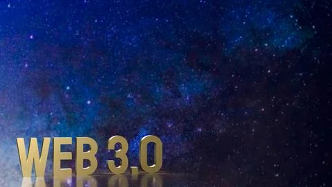 The gold text Web 3.0 on space background for technology concept 3d rendering Stock Illustration