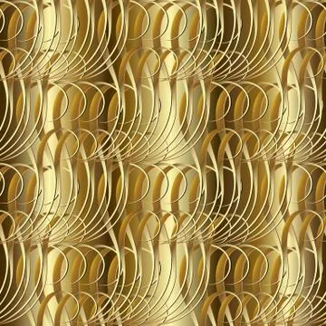 Gold textured 3d seamless pattern. Vector golden patterned vintage background Stock Illustration