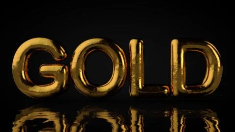 Gold Textured Text With Liquid Reflection, Black Background Stock Illustration