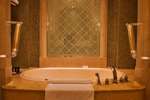 Gold theme bathroom Stock Photos