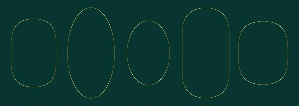 Gold thin arch frame. Minimalistic aesthetic line shape door or window. Modern Illustrazione stock