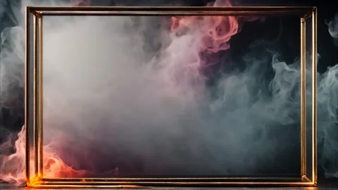 Gold thin double decorated horizontal rectangular frame, slowly moving colo.. Stock Footage 273954586