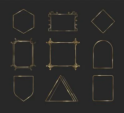Gold thin frame. Luxury rectangle line border Stock Illustration