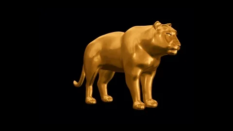 Gold tiger statue Stock Footage 94909791