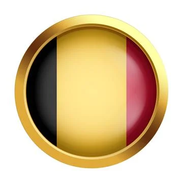 Gold token with the flag of Belgium Stock Illustration