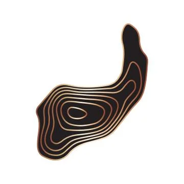 Gold topographic 3D map logo Stock Illustration