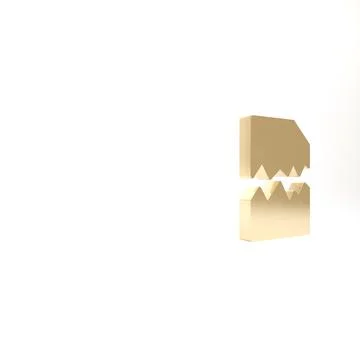 Gold Torn document icon isolated on white background. 3d illustration 3D rend 스톡 일러스트
