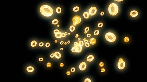 Gold torus circle polygon particle light animation Stock Footage 148938106
