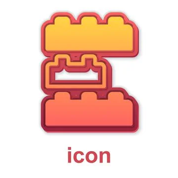 Gold Toy building block bricks for children icon isolated on white background Ilustración de archivo