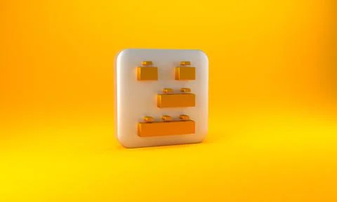 Gold Toy building block bricks for children icon isolated on yellow backgroun Ilustración de archivo