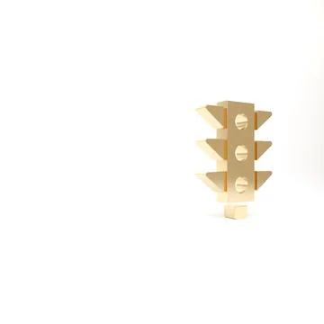 Gold Traffic light icon isolated on white background. 3d illustration 3D rend Illustrazione stock