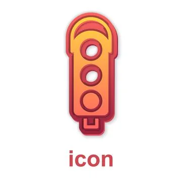 Gold Traffic light icon isolated on white background.  Vector Stock Illustration