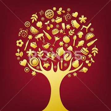 Gold tree Stock Illustration