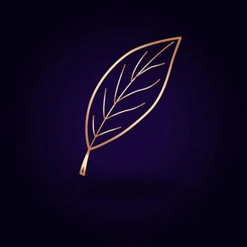 Gold tree leaf icon. Vector illustration isolated on a blue background. Schoo Stock Illustration