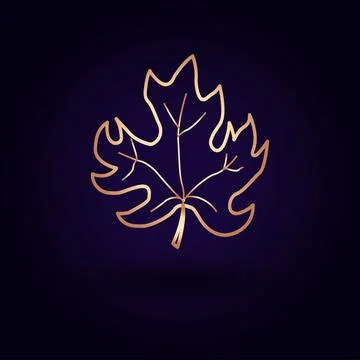 Gold tree leaf icon. Vector illustration isolated on a blue background. Schoo Stock Illustration