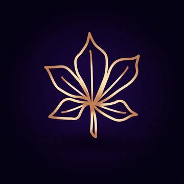 Gold tree leaf icon. Vector illustration isolated on a blue background. Schoo Stock Illustration