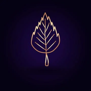 Gold tree leaf icon. Vector illustration isolated on a blue background. Schoo Illustrazione stock