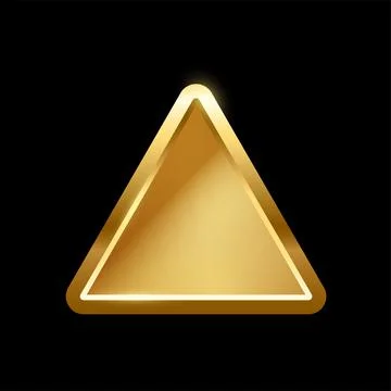 Gold triangle button with frame, 3d golden glossy elegant design for empty Stock Illustration