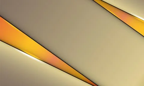 Gold triangle overlapping layer with shadow on black background. Stock Illustration