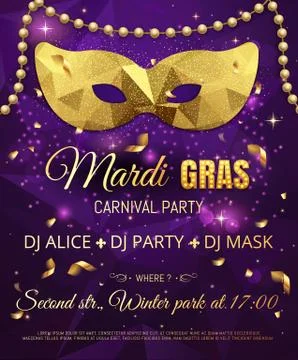 Gold triangle pattern glitter mask for Mardi Gras Tuesday carniv 스톡 일러스트
