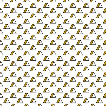 Gold triangles pattern on white background. Abstract seamless repeating patte Stock Illustration