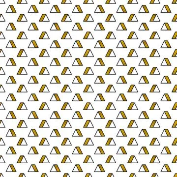 Gold triangles pattern on white background. Abstract seamless repeating patte Stock Illustration