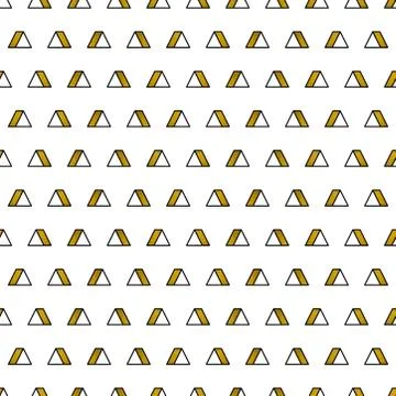 Gold triangles pattern on white background. Abstract seamless repeating patte Stock Illustration