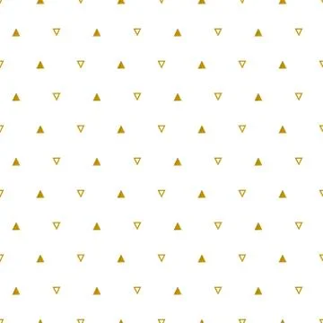 Gold triangles pattern on white background. Abstract seamless repeating pattern Stock Illustration