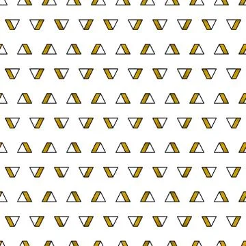 Gold triangles pattern on white background. Abstract seamless repeating pattern 스톡 일러스트
