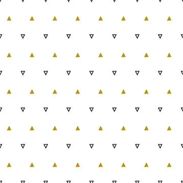 Gold triangles pattern on white background. Abstract seamless repeating pattern Illustrazione stock